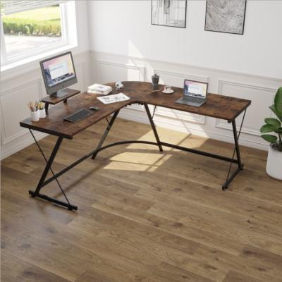 China Reversible Corner L Shaped Computer Desk Brown For Home Office for sale