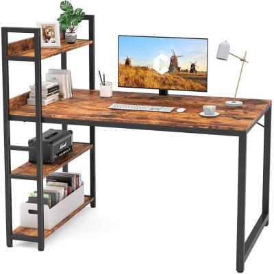 China Steel Wood L Shaped Office Desk L Shaped Work Table With Storage Shelves à venda