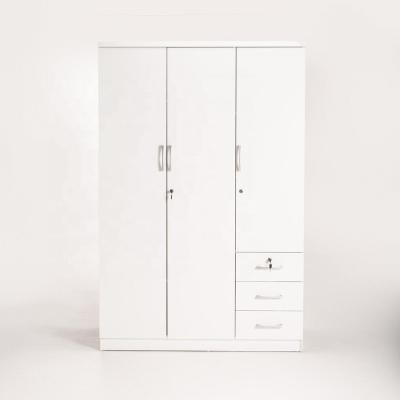 China BSCI White 3 Door Wooden Modern Wardrobe Cabinet For Clothes for sale