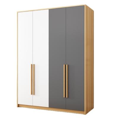 China Metal And MDF Solid Wood Wardrobe Closet Wooden Almirah For Bedroom for sale