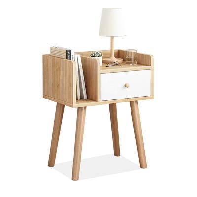 China Scandinavian MDF Timber Bedside Table Plywood Nightstand With Drawer for sale