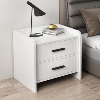 China Eco Friendly Timber Bedside Table Gray White 2 Drawer Nightstand à venda