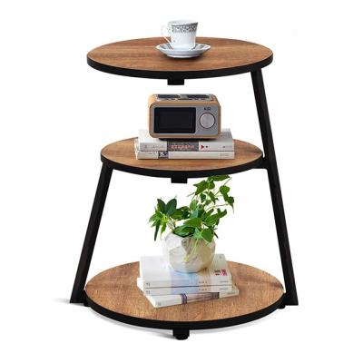 China Wooden 3 Tier Brown C Shaped Nesting Tables Bedroom End for sale