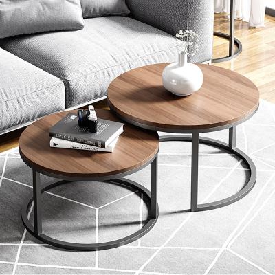 China Metal Solid Wooden Round Circular Nesting Coffee Tables For Sofa BedSide for sale