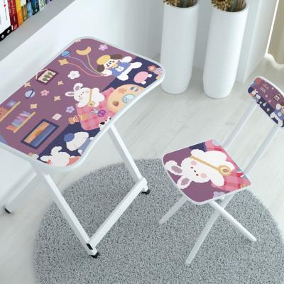 China Foldable MDF Board Wooden Metal Furniture Children Table And Chair Set for sale