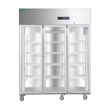 China Three Glass Doors 1500L Capacity Pharmacy Medical Refrigerator For Medical Shop for sale