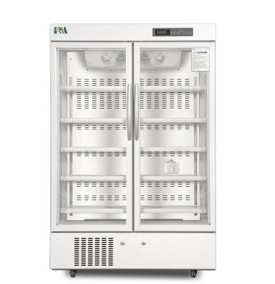 China 656L Double Door Pharmacy and Lab Refrigerator with Glass Door and LED Interior Light for sale
