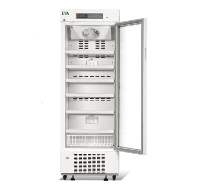Китай Фармация двери степени +315L системы воздушного охлаждения 2~8 стеклянная и медицинский холодильник с портом USB и отверстием теста продается