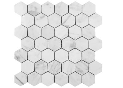 China Bathroom 279x295mm Bianco Carrara Marble Hexagon Mosaic Tile for sale