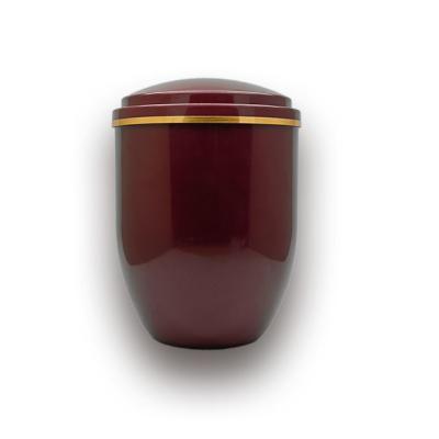 China Bordeaux Color Funeral Ash Urn With Gold Belt For Human Reserved In ABS Plastic for sale