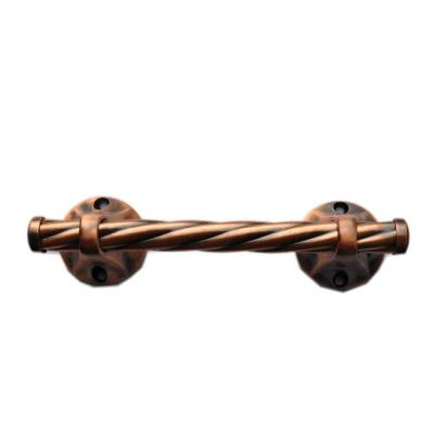 China 26*6.5cm Fixed Point Antique Coffin Handles Copper Finished With Twisted Steel Bar for sale