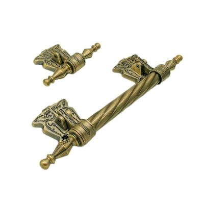 China Metal Funeral Coffin Handles With T Bar Antique Brass Plated for sale