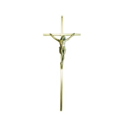 China Christian Coffin Funeral Crucifix Electronic Brass Plated Catholic Casket Crucifix for sale