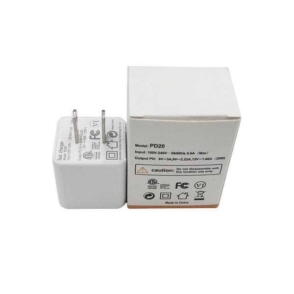 Quality WD Phone PD Charger Input 100-240V 50/60Hz White Small Cube Mini US Plug 20w PD for sale