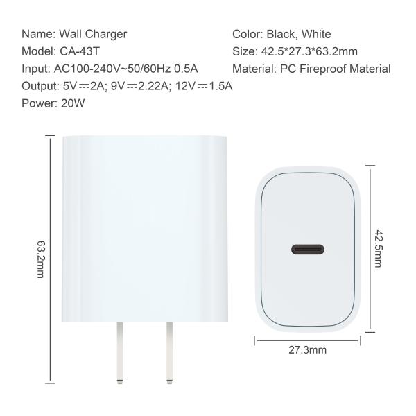 Quality Wholesale Quick Charging Mini Single Port Portable USBC USB Type C Wall Power for sale