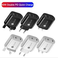 Quality New Design 40W Quick Charger 2 Type-c PD Port Port US EU AU UK Plug Fast Charger for sale