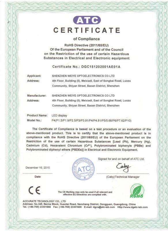 ROHS - Shenzhen Weiye Optoelectronics Co., Ltd.
