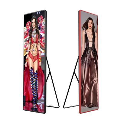 China Wifi 4G P2.5 Floor Standing Led Mirror Screen Digital Signage LED Display 640*1920mm for sale