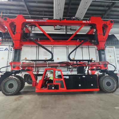 China elektrische 50T spreizen Fördermaschinen-roter Behälter-anhebendes Fahrzeug für übergroße schwere Lasten zu verkaufen