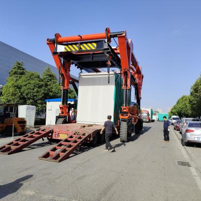 Chine 60T électriques écartent les jambes le camion rouge de poussoir de conteneur des prix de transporteur pour la manipulation matérielle à vendre