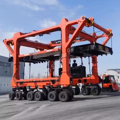China 60T Straddle Carrier Container Handling Car Energy Storage Tanks Carrier Material Handling Te koop