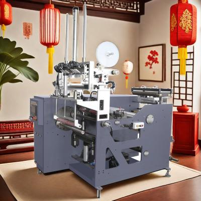 China narrow web 13 inch 330 turret rewinding machinery adhesive tapes roll form label inline and off line turret type slitter for sale