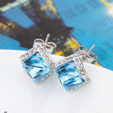 China 440241 Aquamarine diamond shine Square Earring dress jewellery wholesale jewelry to sell jewelry auctions fashion jewel for sale