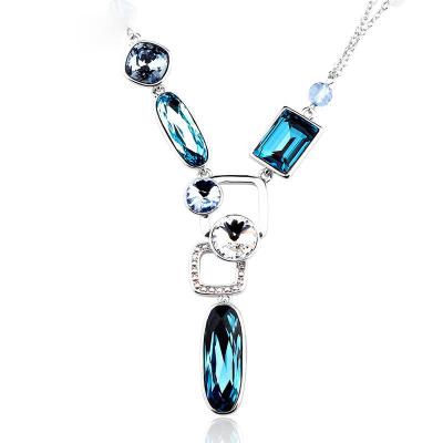 China Ref No.: 841008 Color blue beads long necklaces love 925 jewellery obsidian jewelry for sale