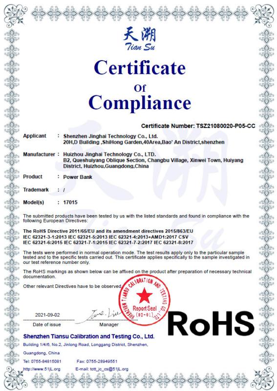 RoHS - Shenzhen Jinghai Technology Co., Ltd.