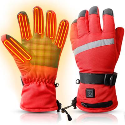 China Five Finger Battery Warming Gloves One Button Leather Material for sale