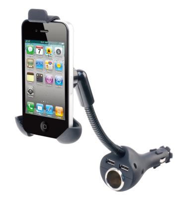 China Dual USB Port / PC + ABS Car Gooseneck Charger Holder for iPhone , iPod , Samsung for sale