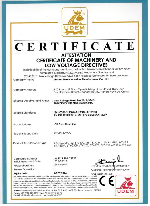 CE certification - Henan Lewin Industrial Development Co., Ltd