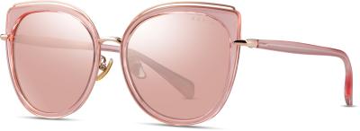 China UV400 Polarised Sunglasses Cat Eye Fashion Women Gold Mirror Lens for sale