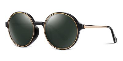 China Round Pattern Glass Polarized Sunglasses , Polarized Sunglasses Metal Frame for sale