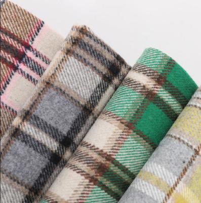China Yarn Dyed 850gsm Dralon Fabric Tartan Tweed Polyester Wool For Overcoat for sale