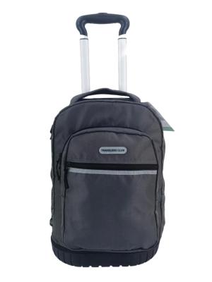 China Black Practical 4 Wheel Trolley Backpack , Laptop Compartment Backpack With Trolly for sale