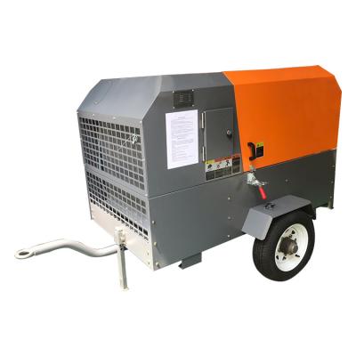 China Stationary Portable Diesel Air Compressor Lubricated Mining Mobile Screw Compressor for sale