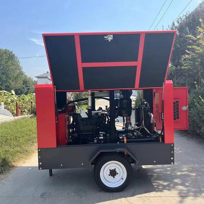 China Industrial Portable Diesel Driven Air Compressor 2 Wheels 8 Bar Te koop