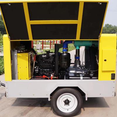 China 18 Bar Diesel Engine Portable Rotary Screw Air Compressor For Granite Marble Mining for sale