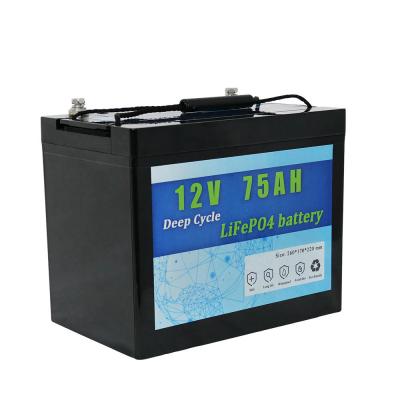 China 75AH Rechargeable 12V Lithium Lifepo4 Battery 900Wh Li Iron Phosphate Batteries for sale