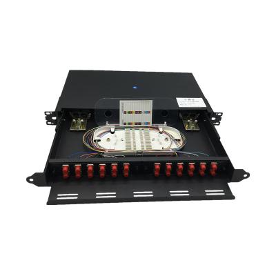 China 4/8/12/16/24 Core 1u Rack Mount Stainless Steel Optic Fiber SC Port Patch Panel for sale
