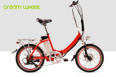 China Red Citizen Lightweight Electric Folding Bike 20 Inch 36V 250W V Brake for sale
