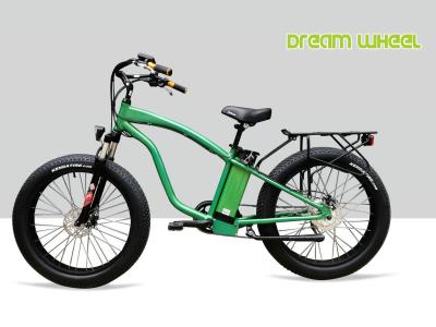 China 9 Speed Electric Beach Cruiser Bikes With Rear Carrier Lights MTB Suspension Fork for sale