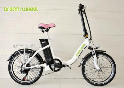 China 25km/h Electric Folding Bike 20 Inch Wheels , Ladies Fold Up Electric Bike With Shimano Derailleur for sale