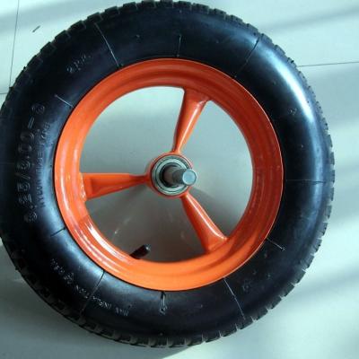China TR13 Steel Rim Hard Soft Rubber Wheel Penumatic PU Wheel 3.00-8 for sale