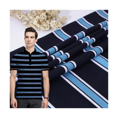 Chine New Design Breathable Yarn Dyed Striped Fabric 80counts Soft Mercerized T Shirt Cotton Knitted Textile Fabric à vendre