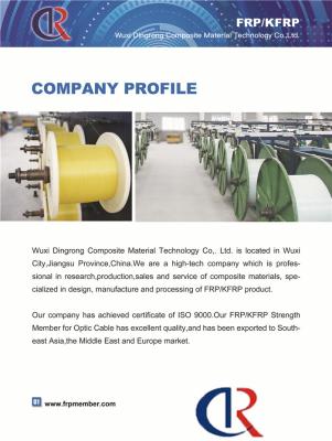 China Flexible FRP Strength Member For Optical Cables Non Metallic Minimum Bending Radius 40Dmm for sale
