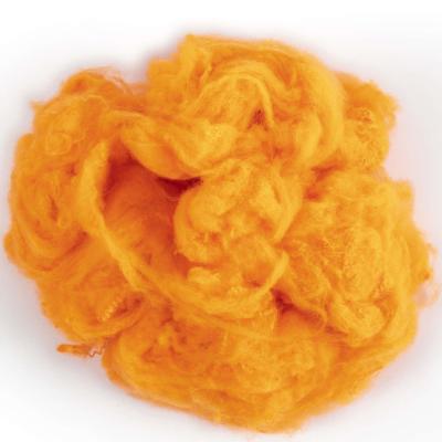 China Oranje Kleur Polyester Stapelvezel Recycled Polyestervezel Synthetische vezels Te koop