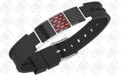 China Two Tone Carbon Fiber Jewelry Magnetic Ionized Bracelet Black Red Shiny for sale