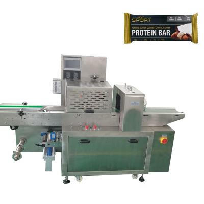 China Flow wrapping machine for chocolate protein bar fully automatic horizontal wrapping flow pack packaging machine for sale